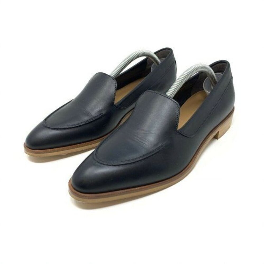 Everlane Size 5.5 The Modern Loafer Black Leather Slip On Flats Almond Apron Toe - Picture 6 of 9